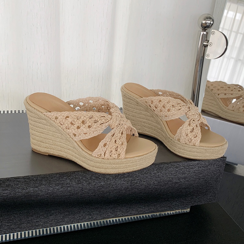 MKKHOU Women Woven Straw Wedge - مراجعة Espadrille Slip On وسعره