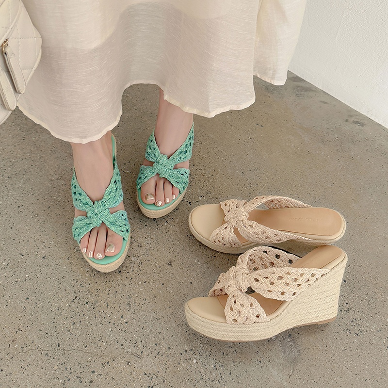 MKKHOU Women Woven Straw Wedge - مراجعة Espadrille Slip On وسعره