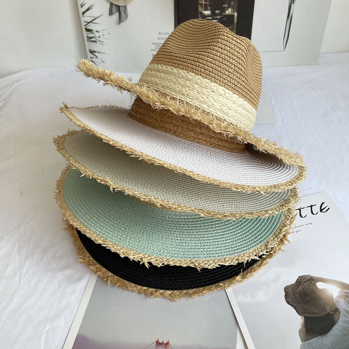 Fringed Brim Panama Hat Wide B - مراجعة Bucket Hat Straw وسعره