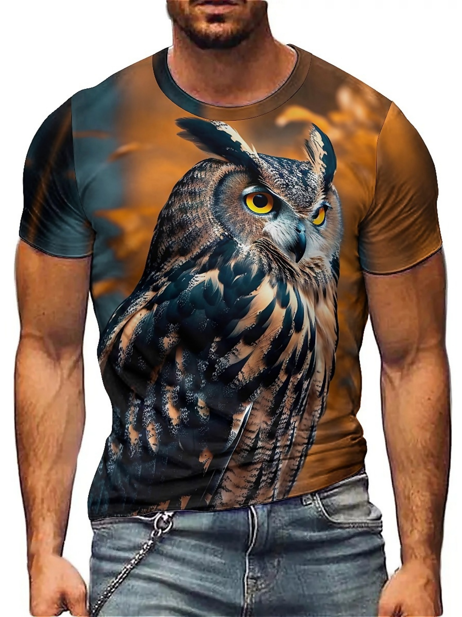 Men's & Women's 3D Print Owl G - مراجعة Tee Graphic Print وسعره