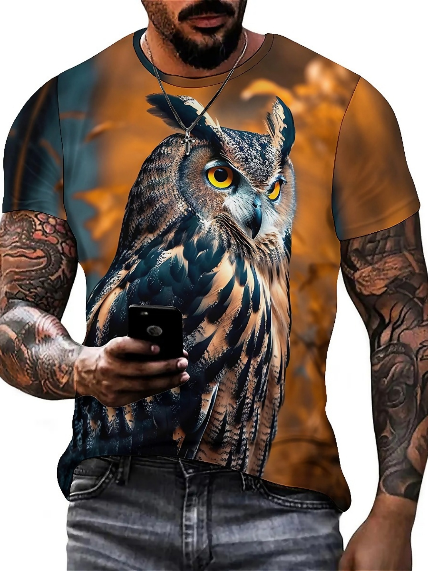 Men's & Women's 3D Print Owl G - مراجعة Tee Graphic Print وسعره