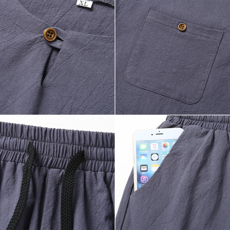 High-quality fashionable men's - مراجعة Short Linen Drawstring وسعره