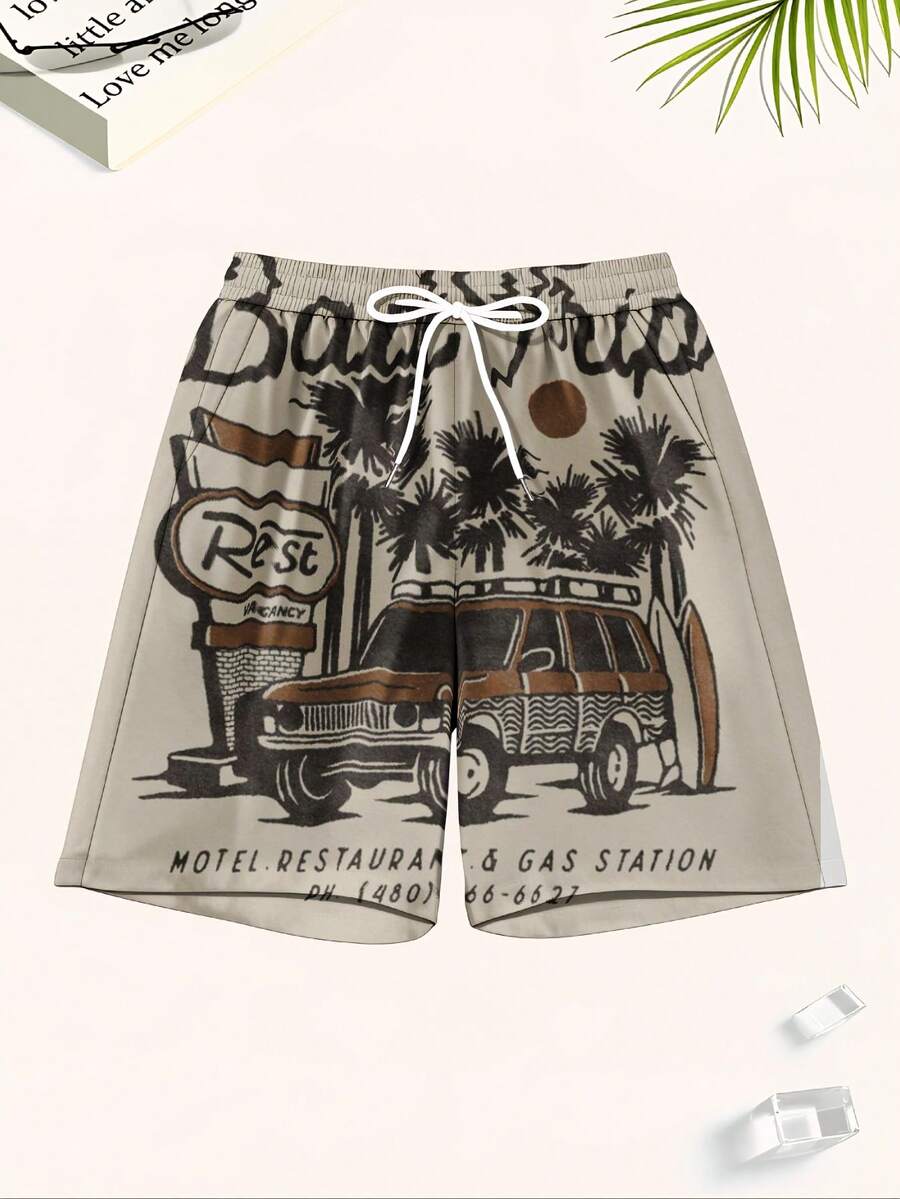 Mens Beach Trip Print Board Sh - مراجعة Swim Trunk Quick Dry وسعره