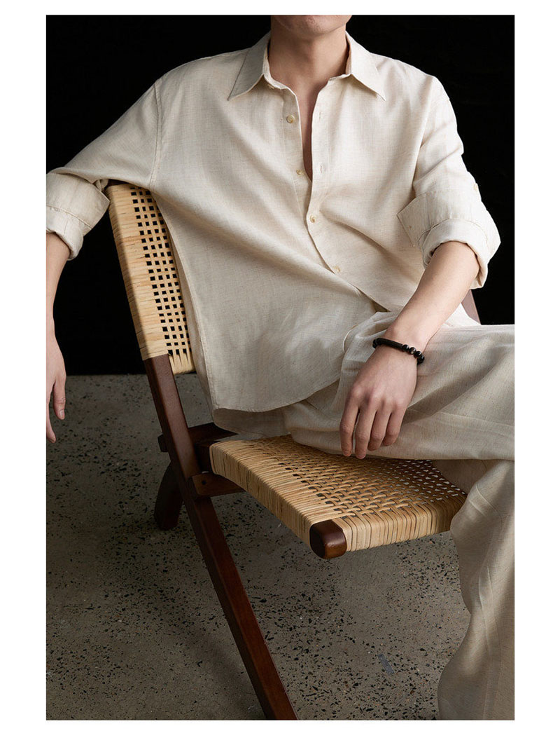 High-end Natural Linen Men's S - مراجعة Linen Shirt Breathable وسعره