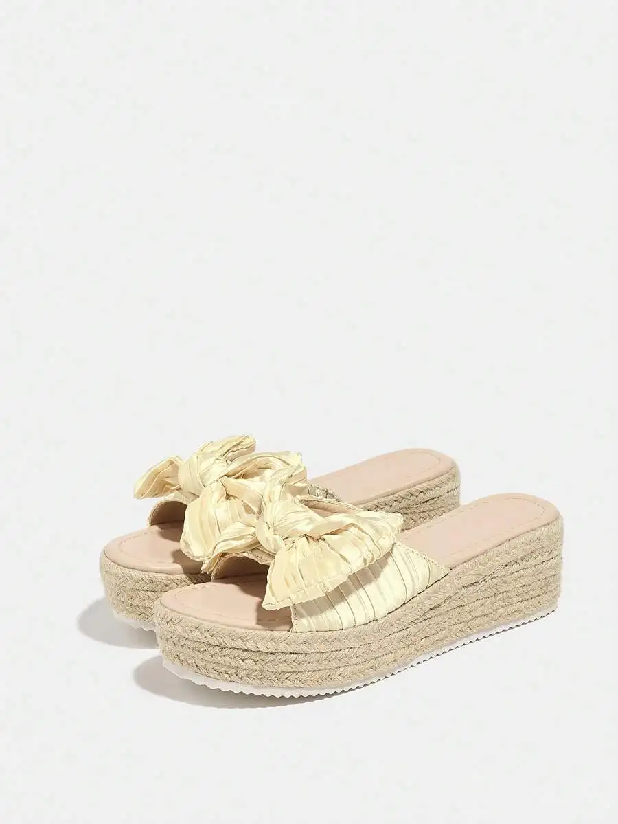 Pleated Satin Bow Espadrille P - مراجعة Espadrille Slip On وسعره