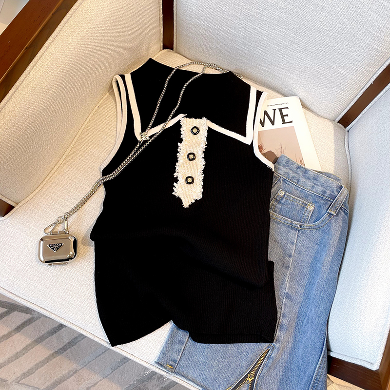 Slim Fit Knitted Vest Women's  - مراجعة Shirt Camp Collar وسعره