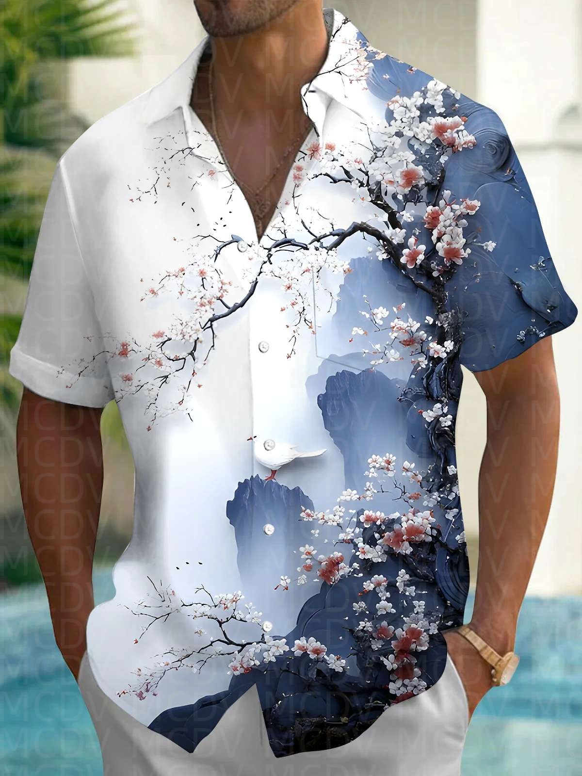 Sun Pattern Style Men's Hawaii - مراجعة Shirt Camp Collar وسعره