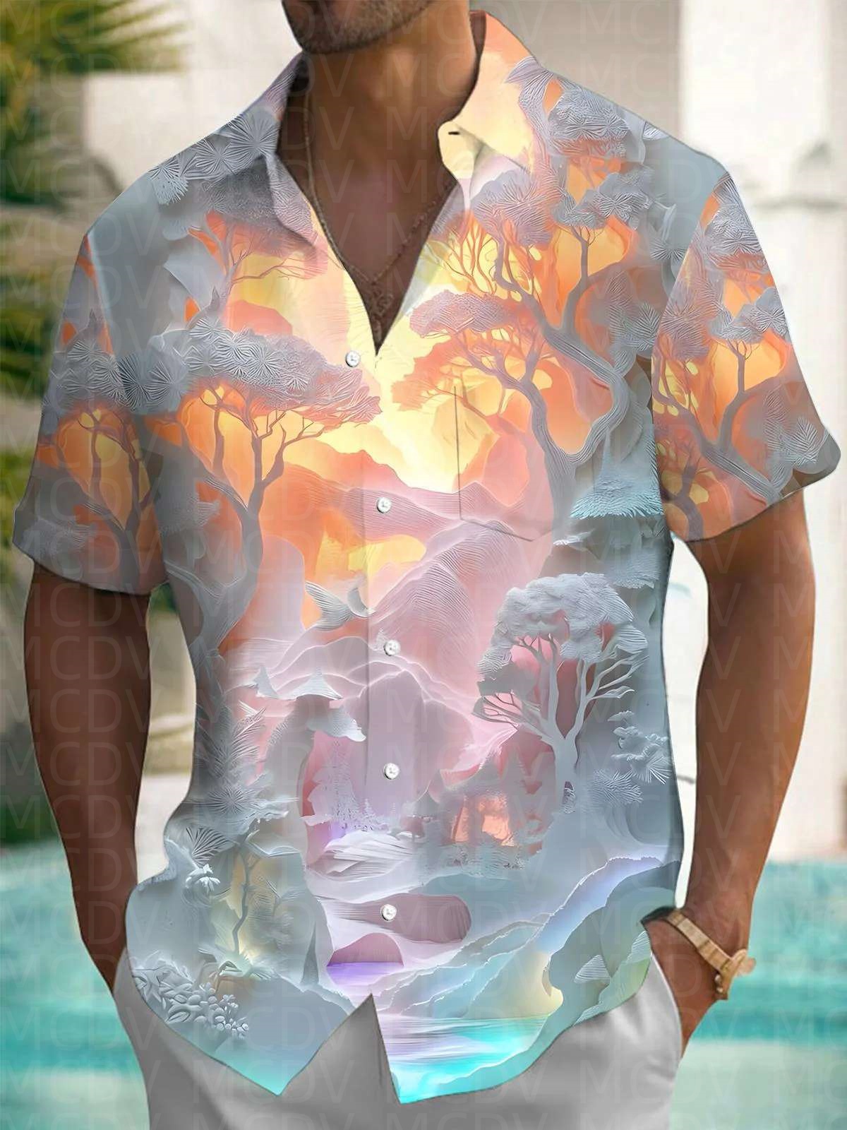 Trump Pattern Men's Hawaiian S - مراجعة Shirt Camp Collar وسعره