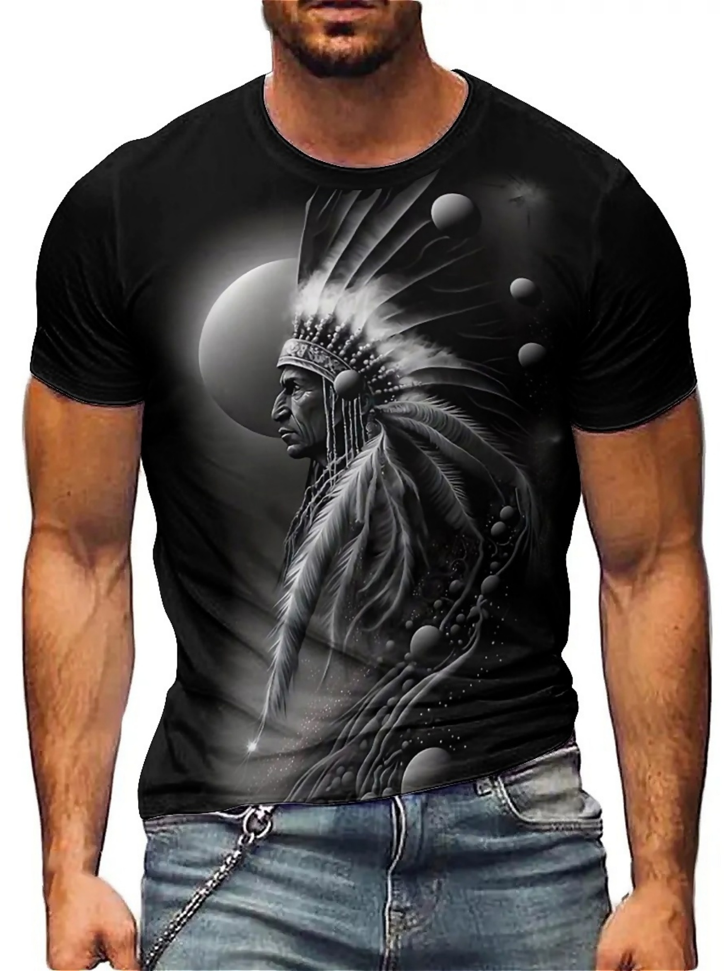 Men's 3D Printed Tribal Chieft - مراجعة Tee Graphic Print وسعره
