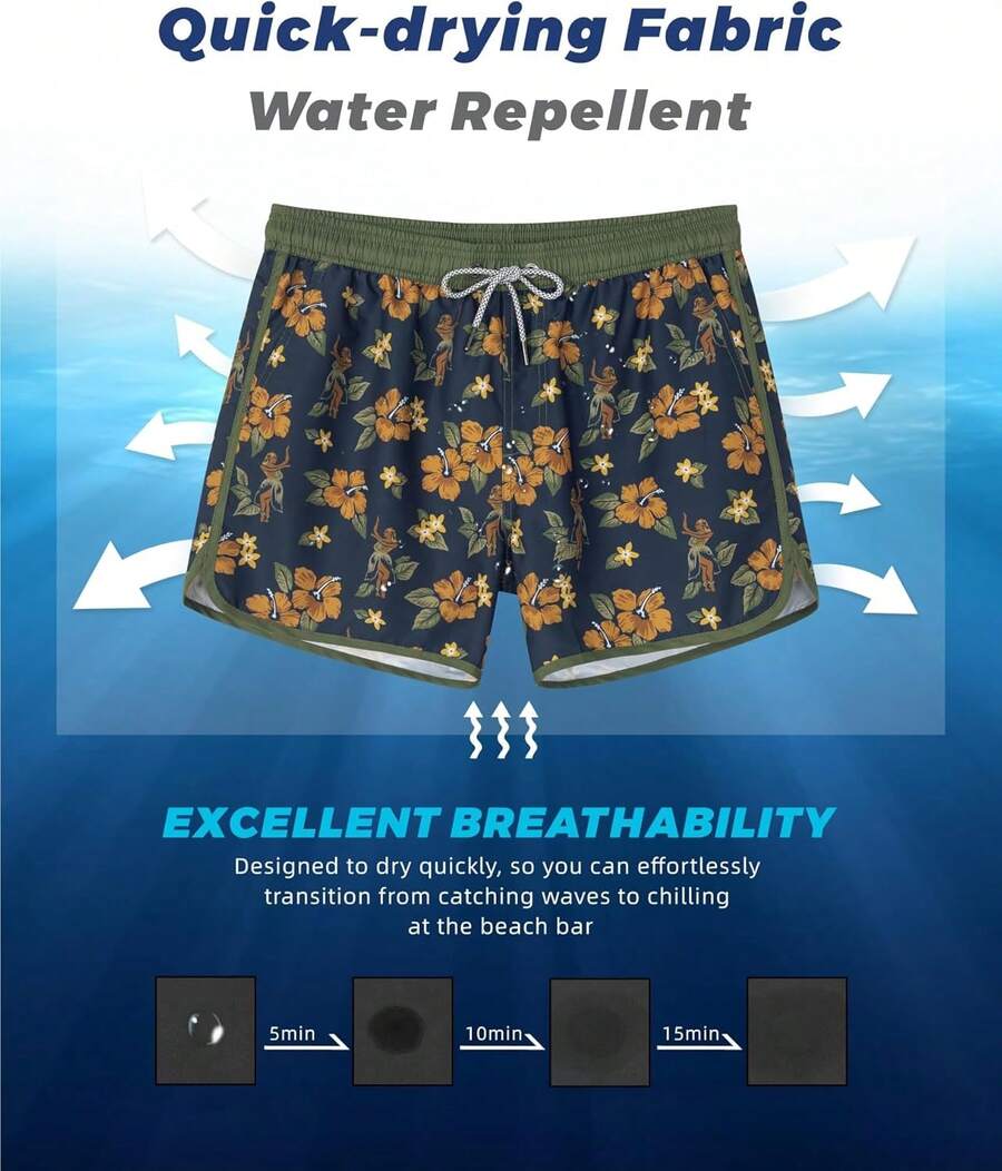 Mens Quick Dry Retro Swim Trun - مراجعة Swim Trunk Quick Dry وسعره