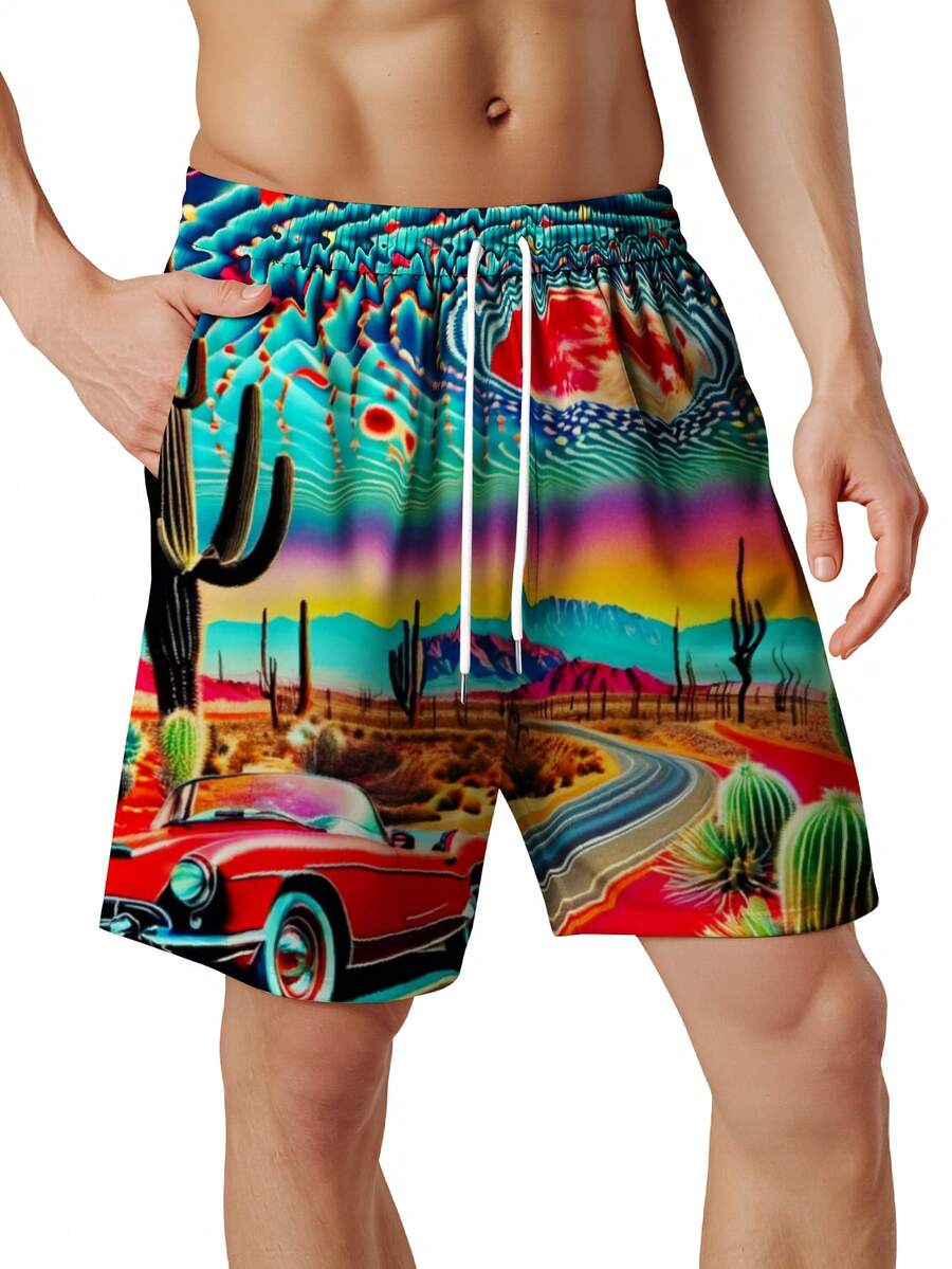 Mens Desert Scene Swim Trunks  - مراجعة Swim Trunk Quick Dry وسعره