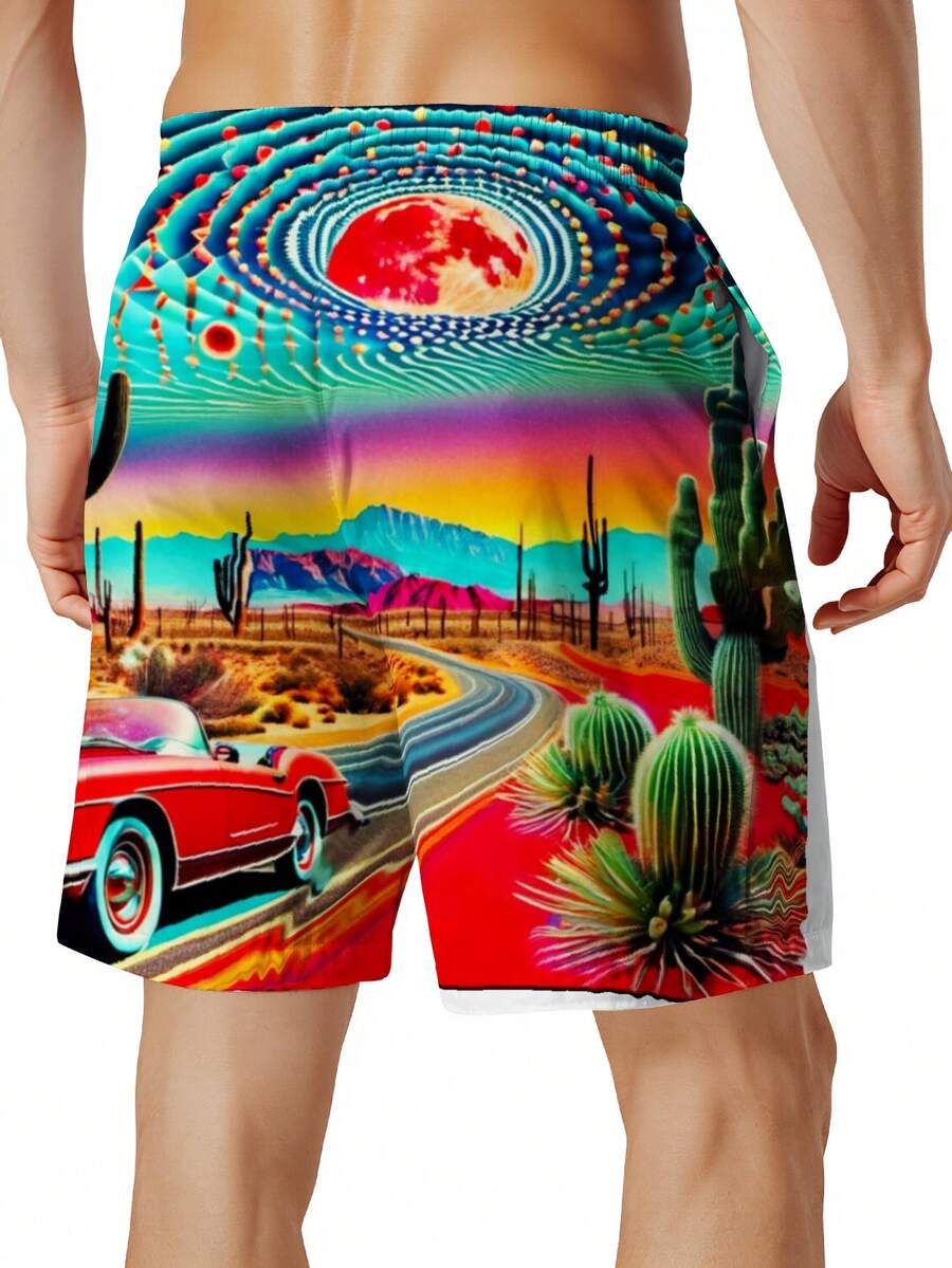 Mens Desert Scene Swim Trunks  - مراجعة Swim Trunk Quick Dry وسعره