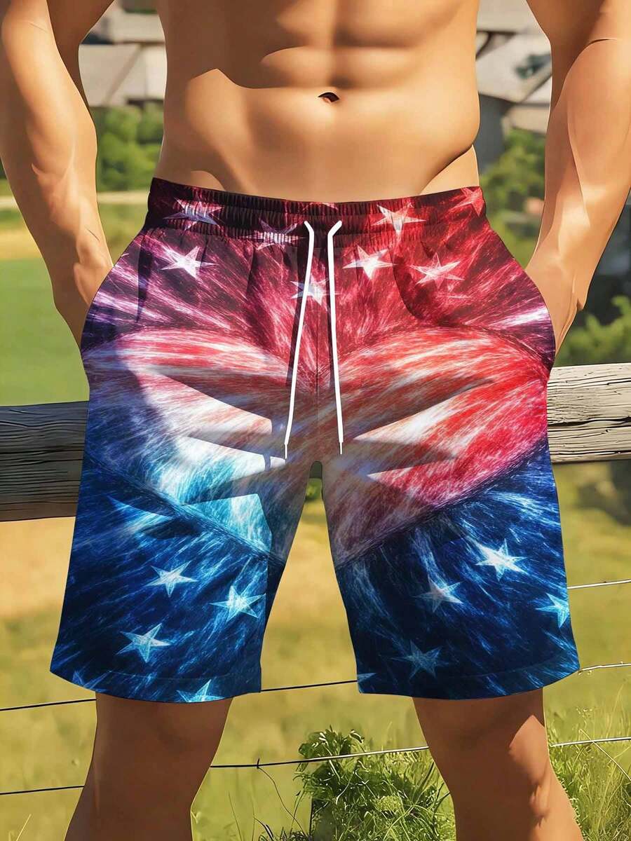 American Flag Print Swim Trunk - مراجعة Swim Trunk Quick Dry وسعره