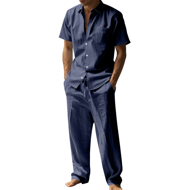 Summer linen lapel short-sleev - مراجعة Short Linen Drawstring وسعره