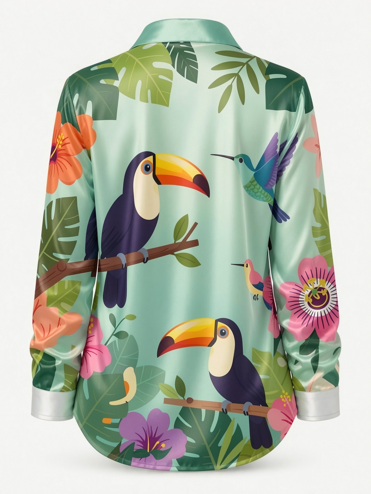 Mint Toucan Satin Button Shirt - مراجعة Resort Shirt Floral وسعره