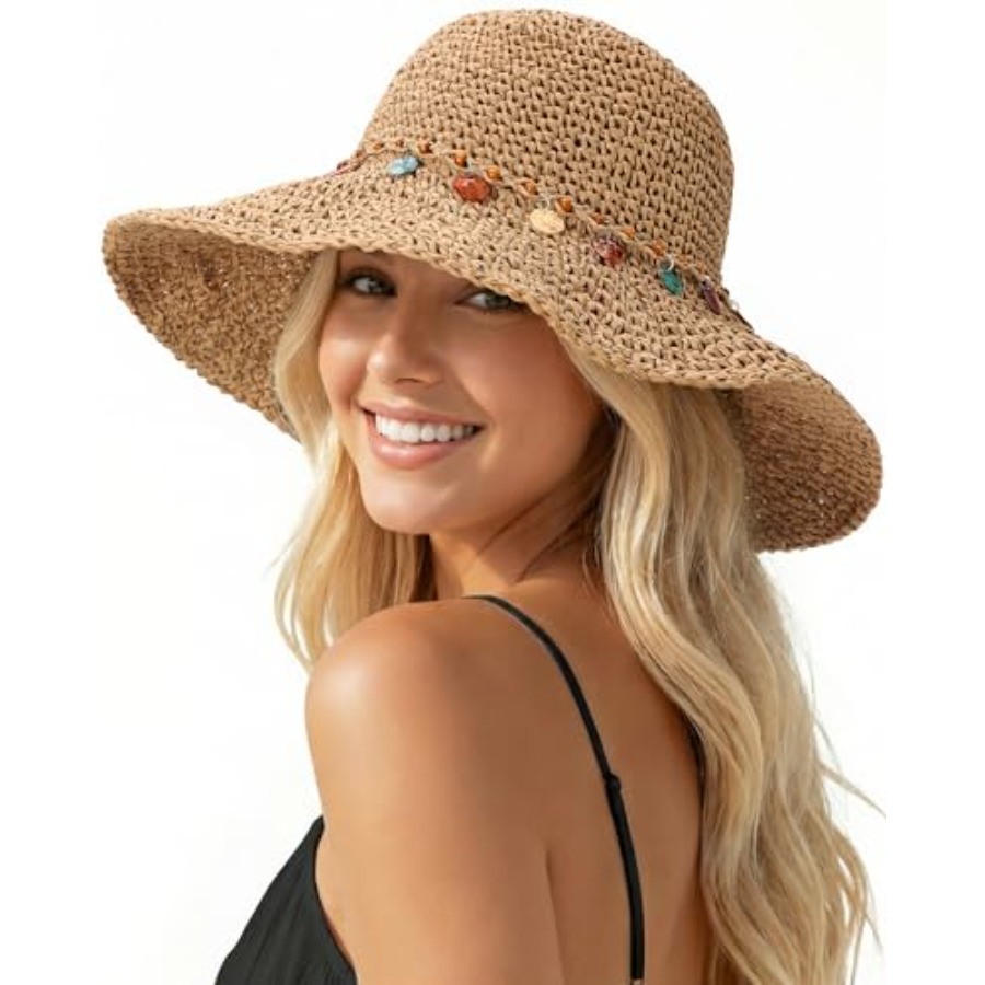 Beach Sun Hats for Women, Stra - مراجعة Packable Hat Nylon وسعره