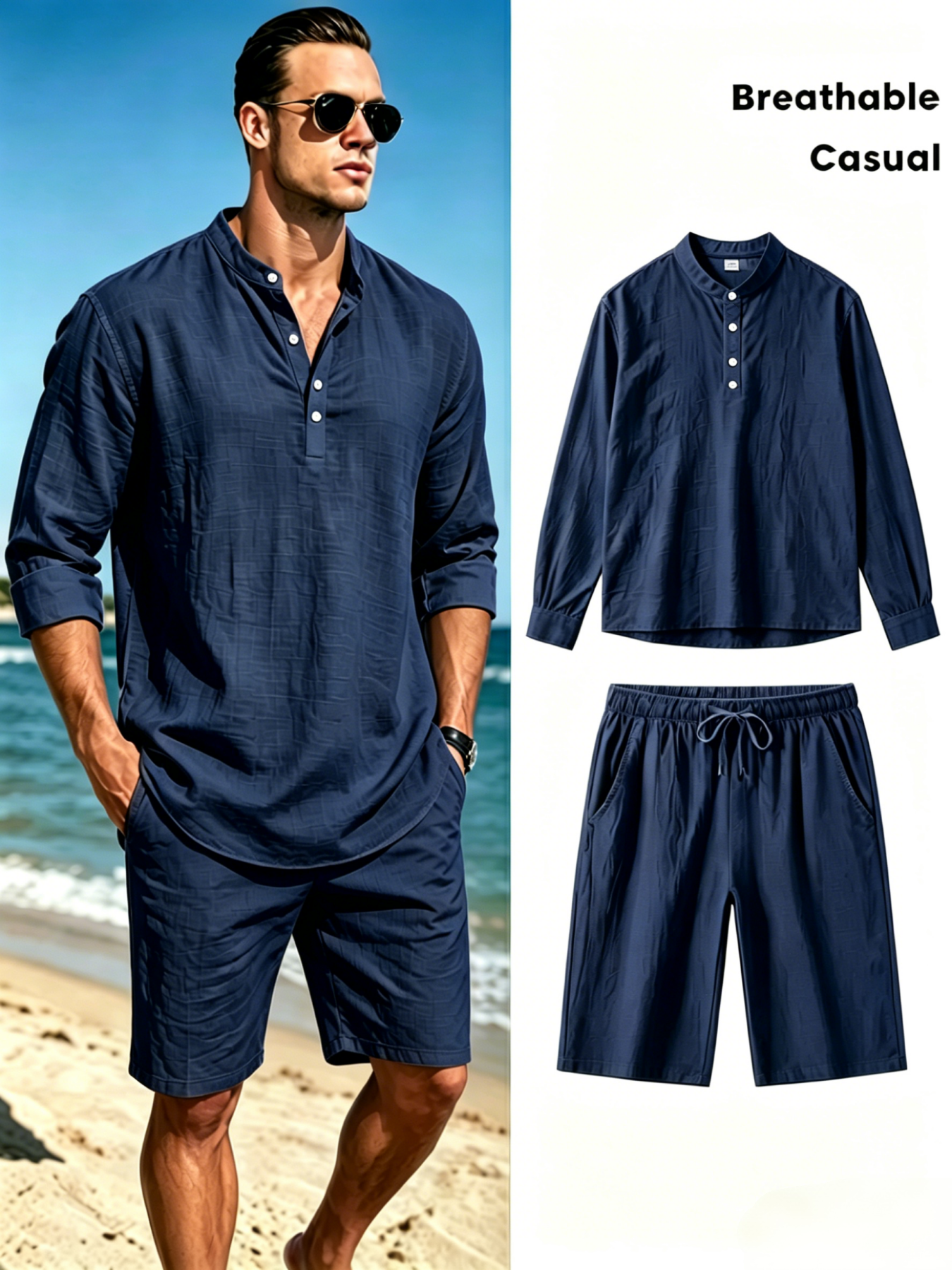 mens cotton linen henley shirt - مراجعة Short Linen Drawstring وسعره