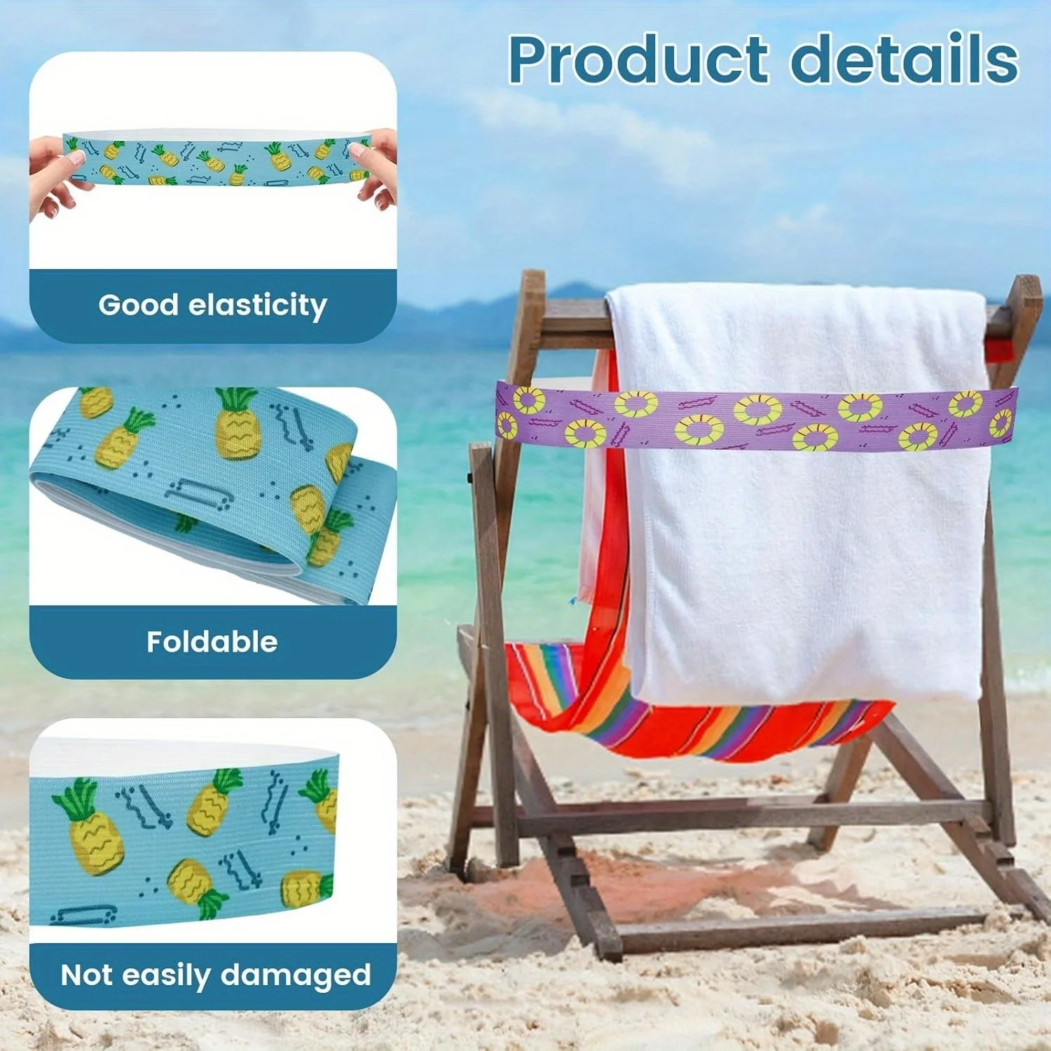5Pcs  Large Towel Bands for Be - مراجعة Beach Towel Large وسعره