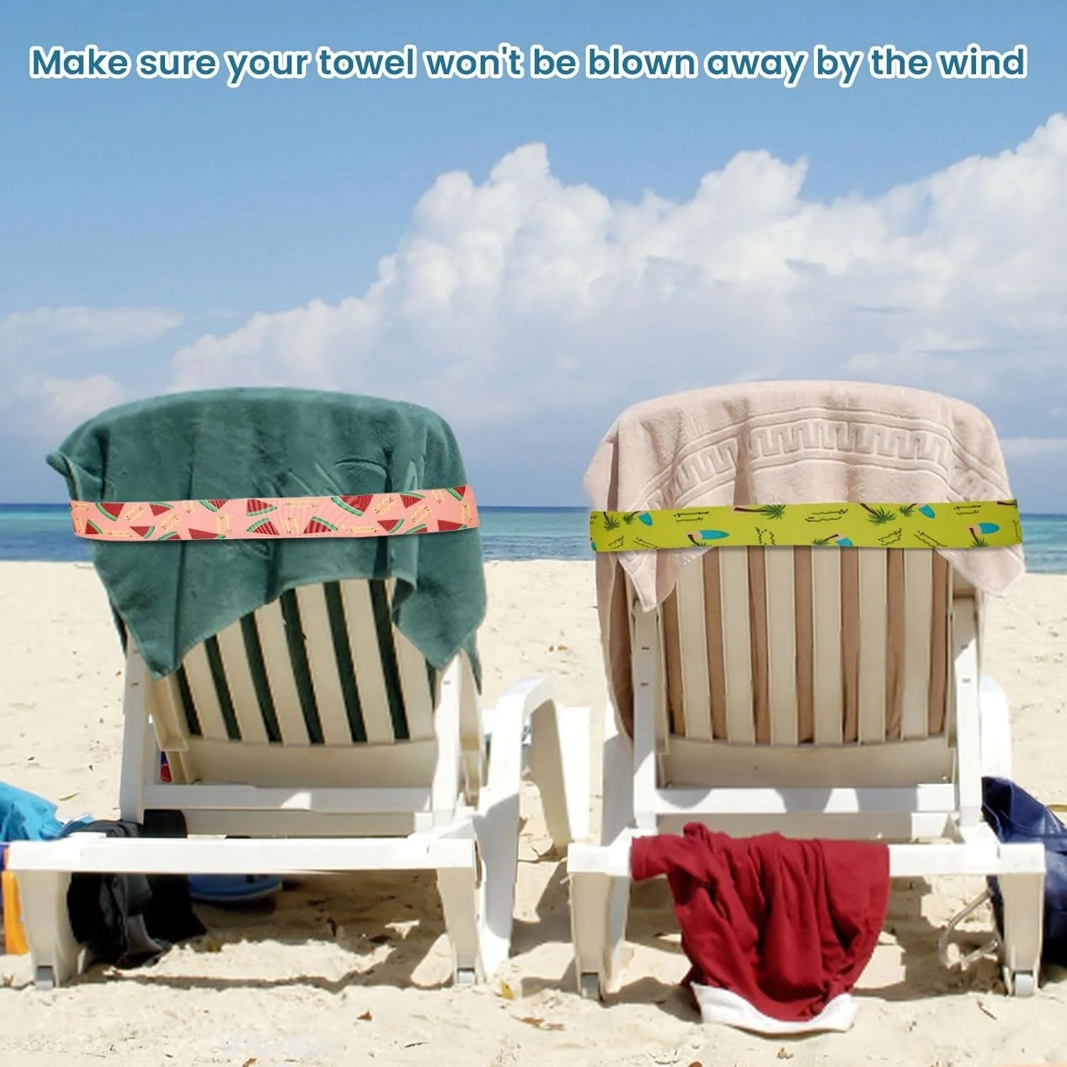 5Pcs  Large Towel Bands for Be - مراجعة Beach Towel Large وسعره