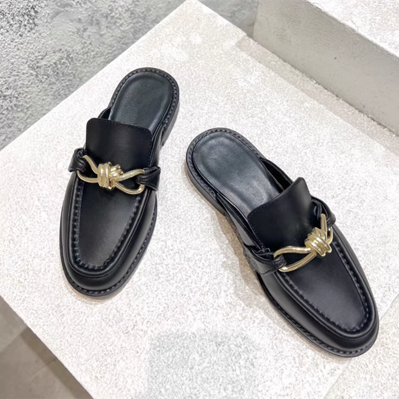 Metal Buckle Half Slippers For - مراجعة Flip Flop Leather Men وسعره
