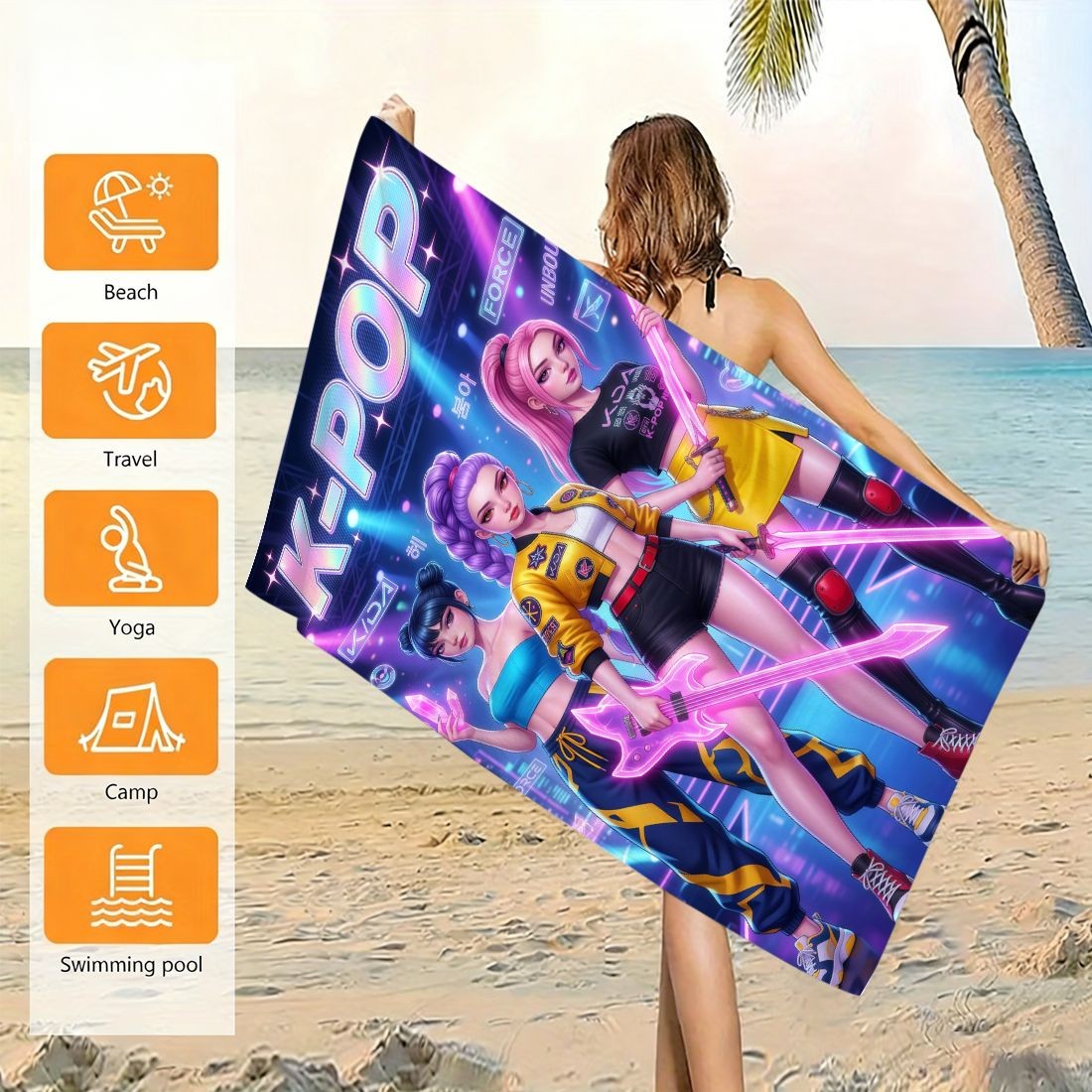 K-Pop Idol Print Large Size Be - مراجعة Beach Towel Large وسعره