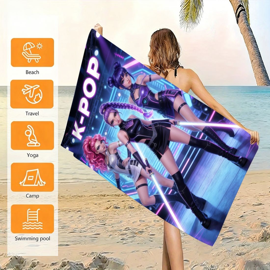K-Pop Idol Print Large Size Be - مراجعة Beach Towel Large وسعره