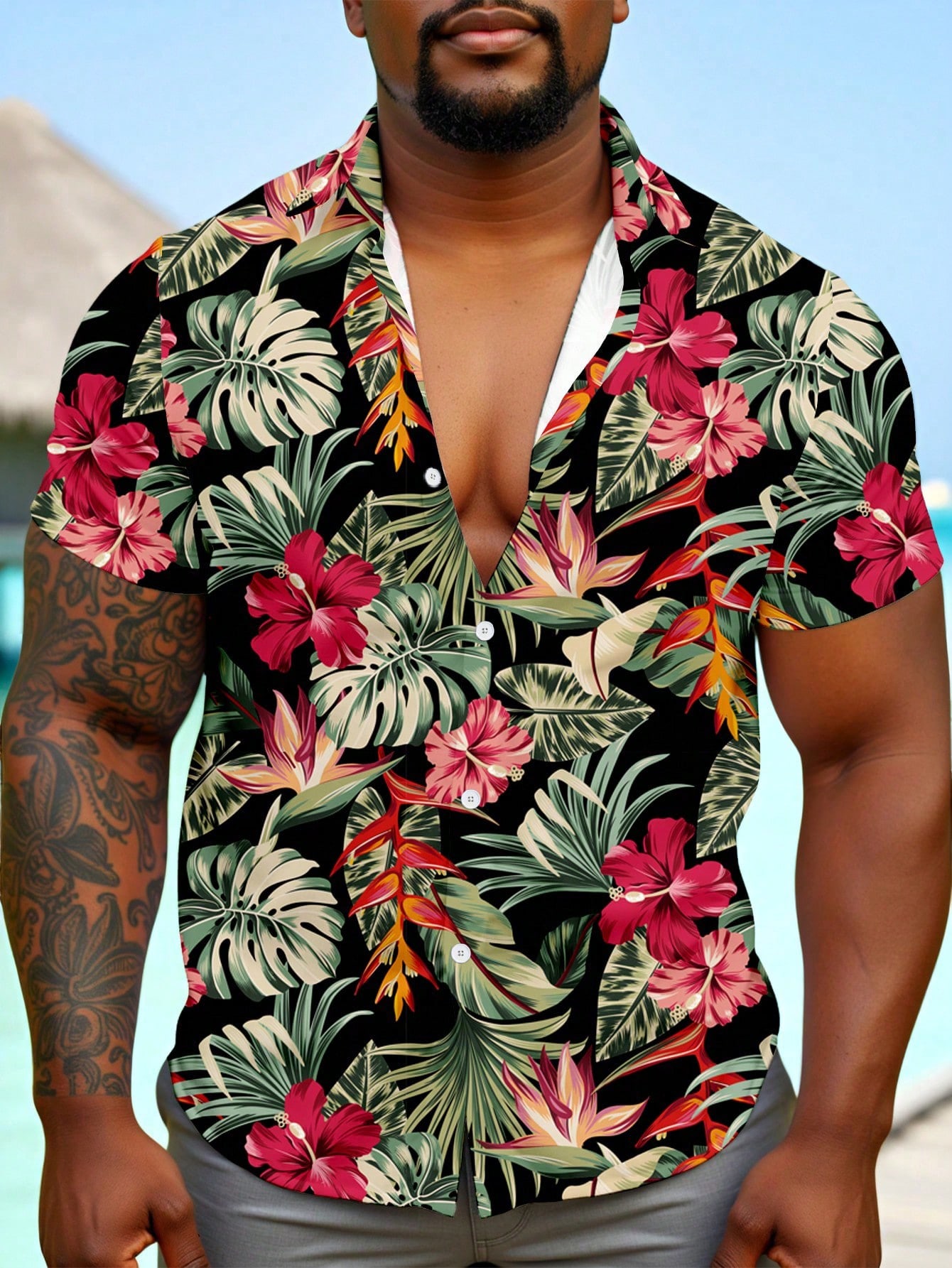 Casual Hawaiian Shirt Men Trop - مراجعة Resort Shirt Floral وسعره