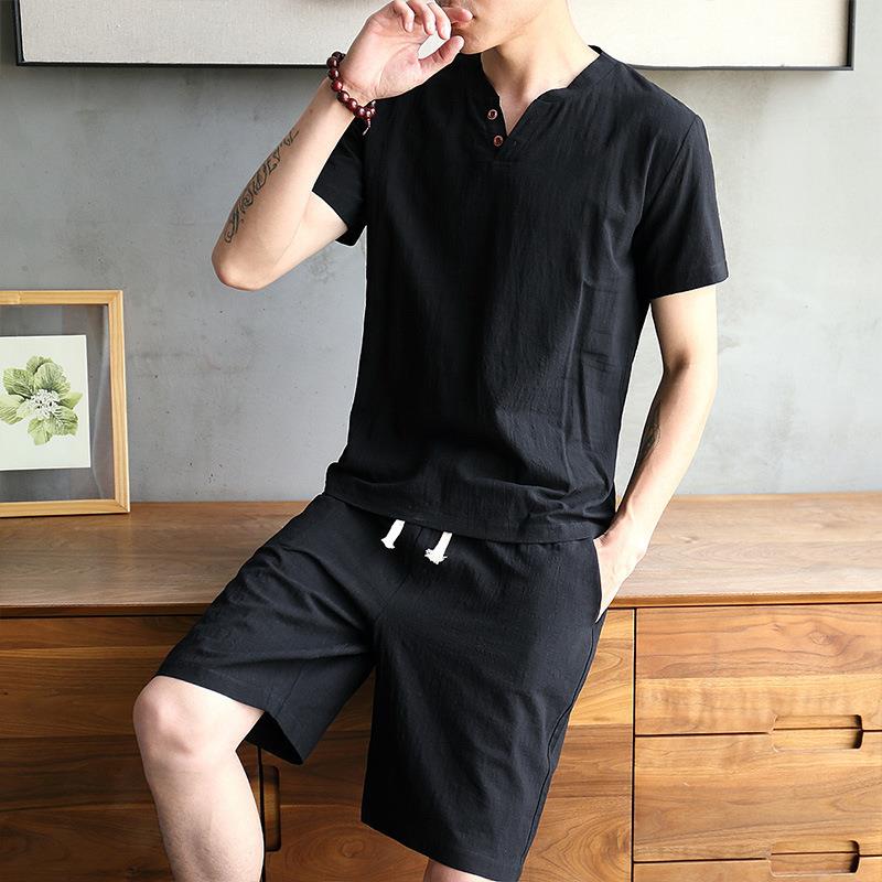 Men's Cotton Linen Set T-shirt - مراجعة Linen Shirt Breathable وسعره