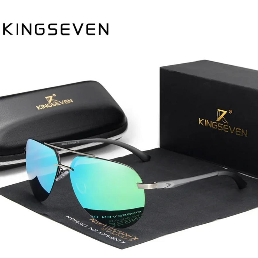 KINGSEVEN  Rimless Pilot Sungl - مراجعة Sunglasses Aviator Polarized وسعره