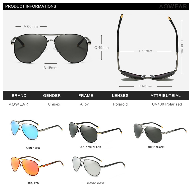 AOWEAR Men's Aviation Sunglass - مراجعة Sunglasses Aviator Polarized وسعره