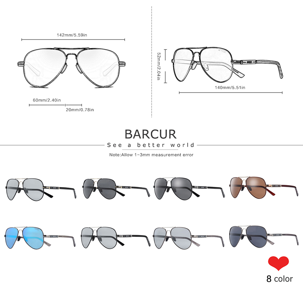 BARCUR Polarized Mens Sunglass - مراجعة Sunglasses Aviator Polarized وسعره