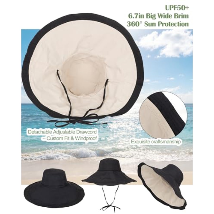 Extra Wide-Brim Sun Hats Women - مراجعة Packable Hat Nylon وسعره
