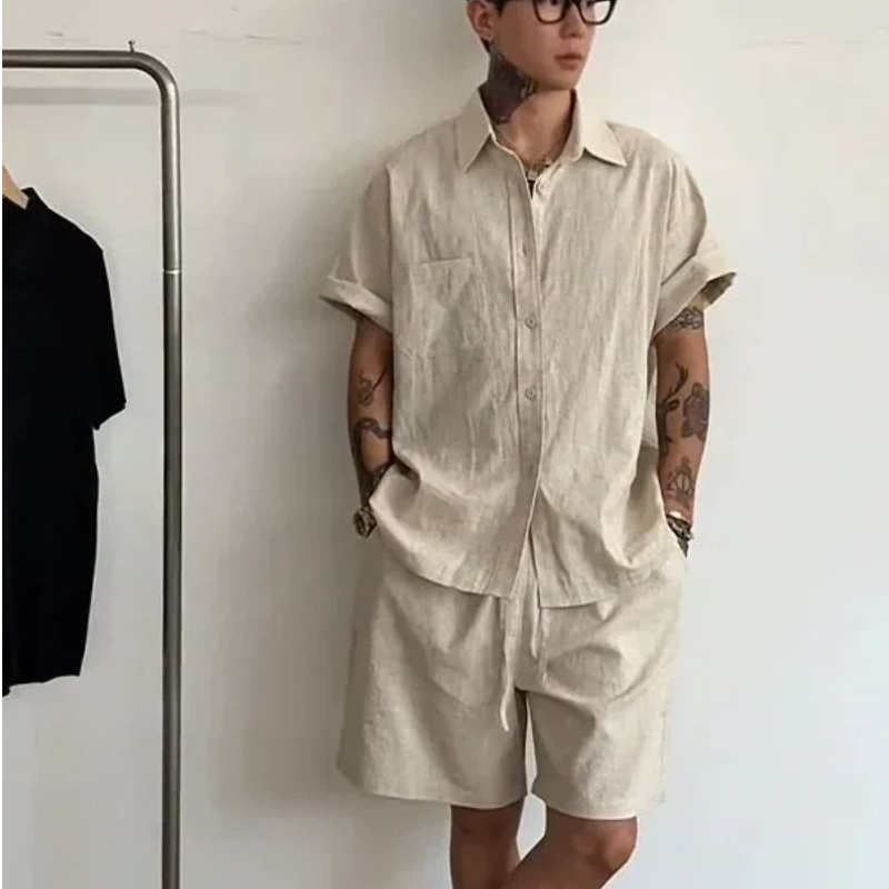 Mens Linen Cotton 2 Piece Set  - مراجعة Linen Shirt Breathable وسعره
