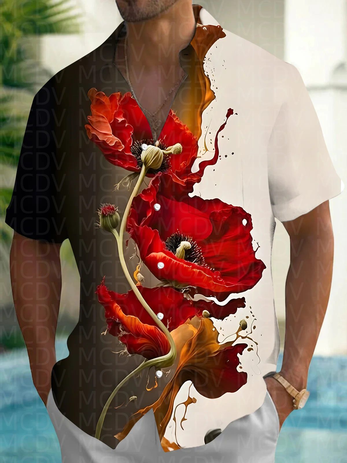 Balloon Pattern Men's Hawaiian - مراجعة Shirt Camp Collar وسعره