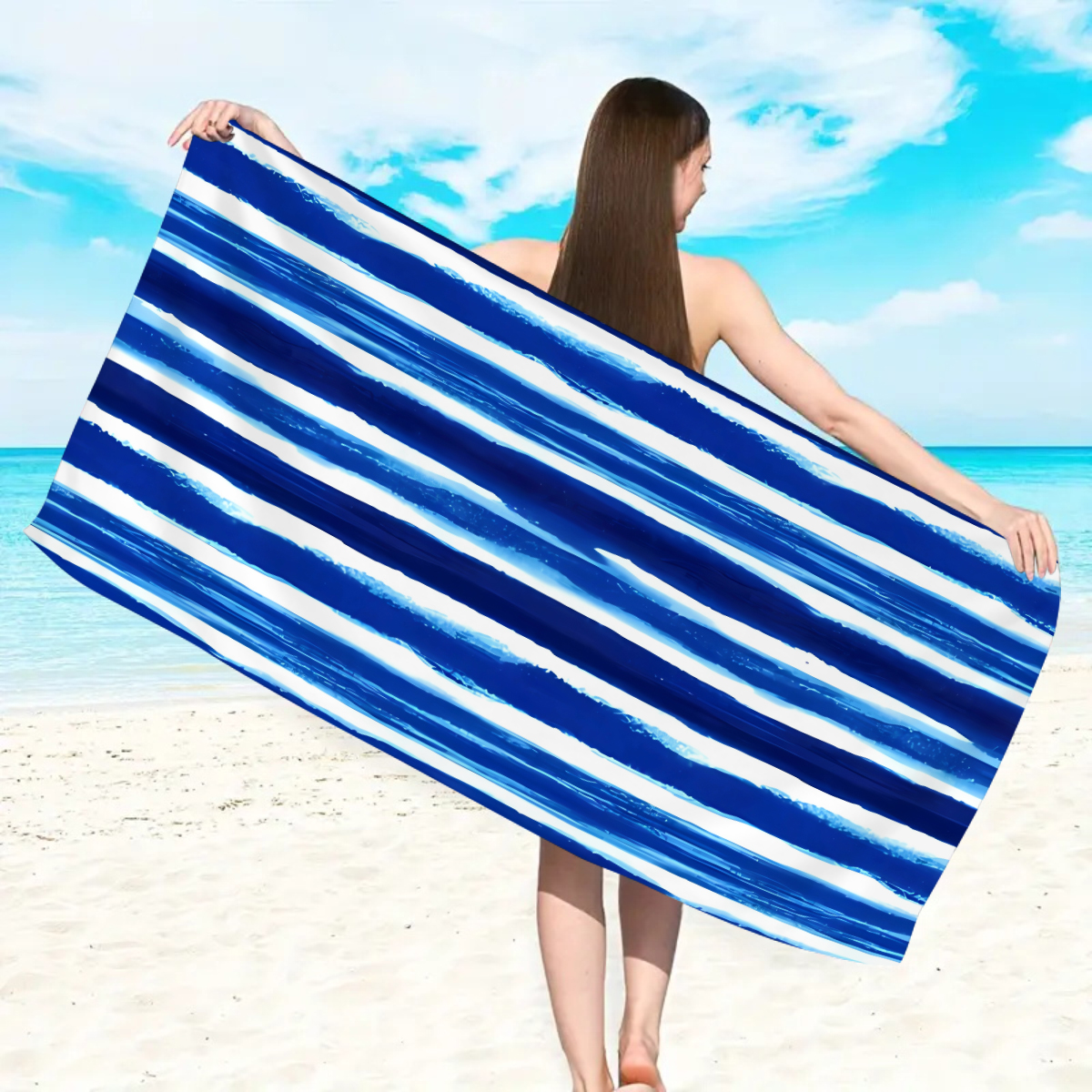1pc fashionable colorful strip - مراجعة Beach Towel Large وسعره