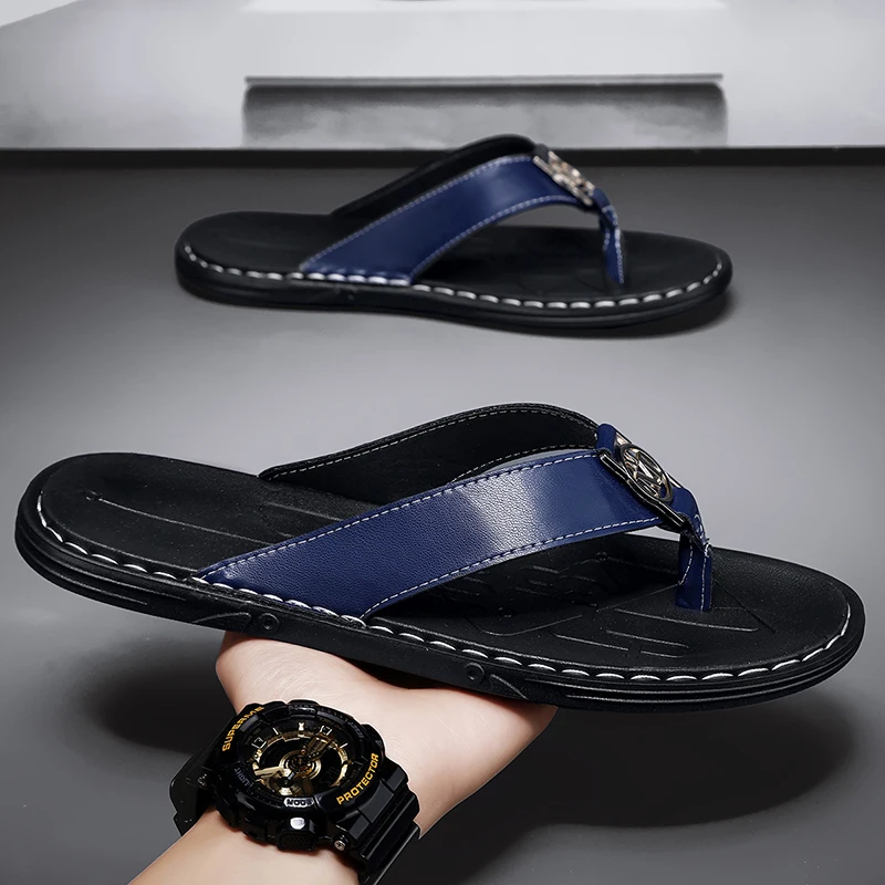 Men's Flip-flops Solid Color w - مراجعة Flip Flop Leather Men وسعره
