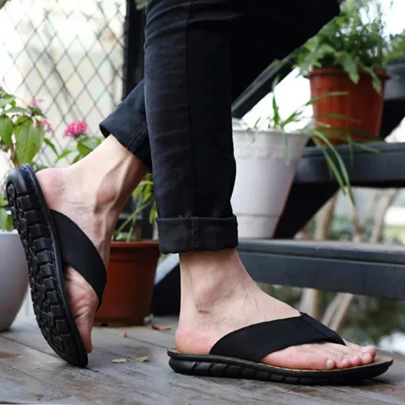 Summer Shoes Men Slippers Genu - مراجعة Flip Flop Leather Men وسعره