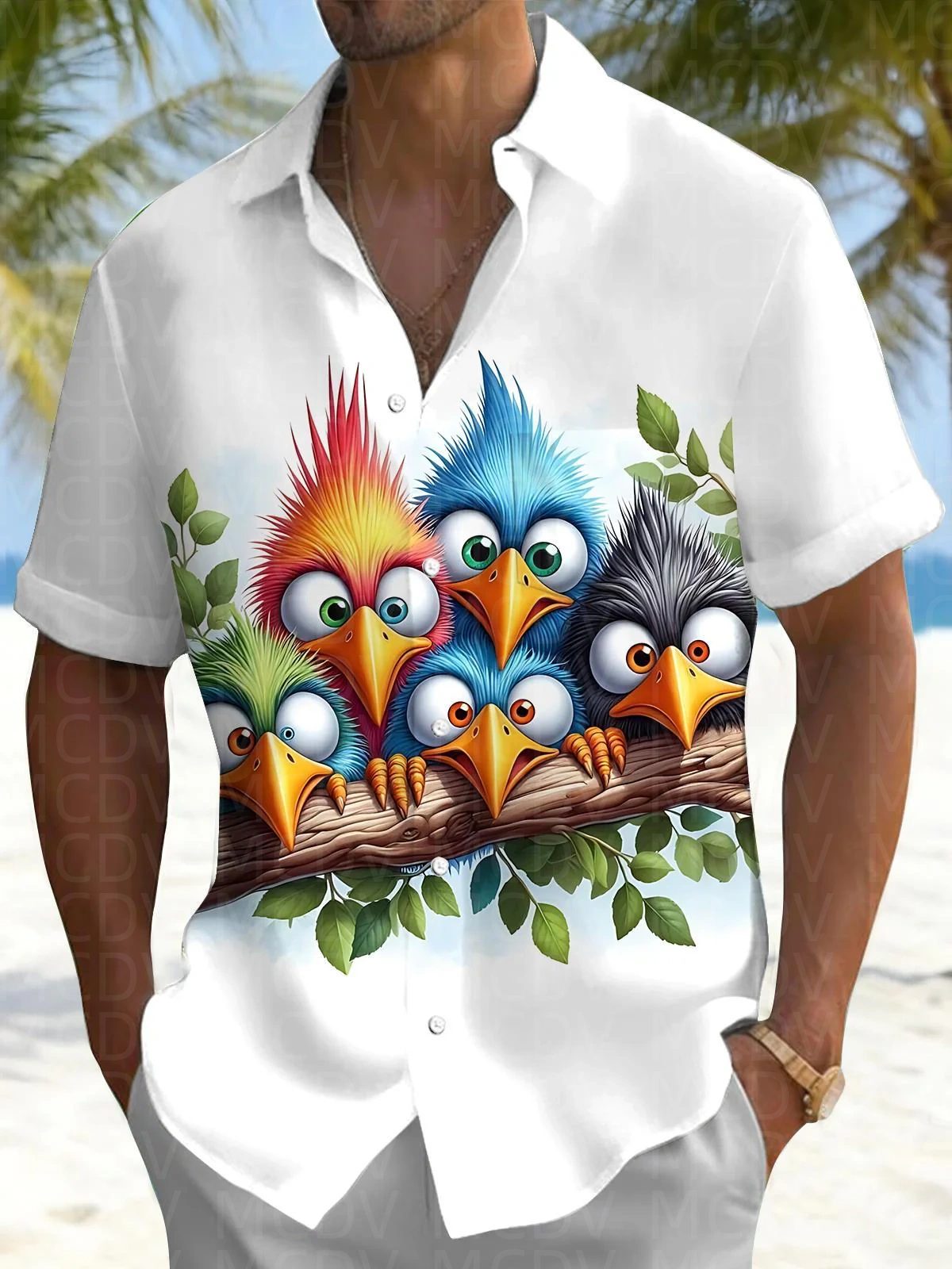 Bird Pattern Men's Hawaiian Sh - مراجعة Shirt Camp Collar وسعره