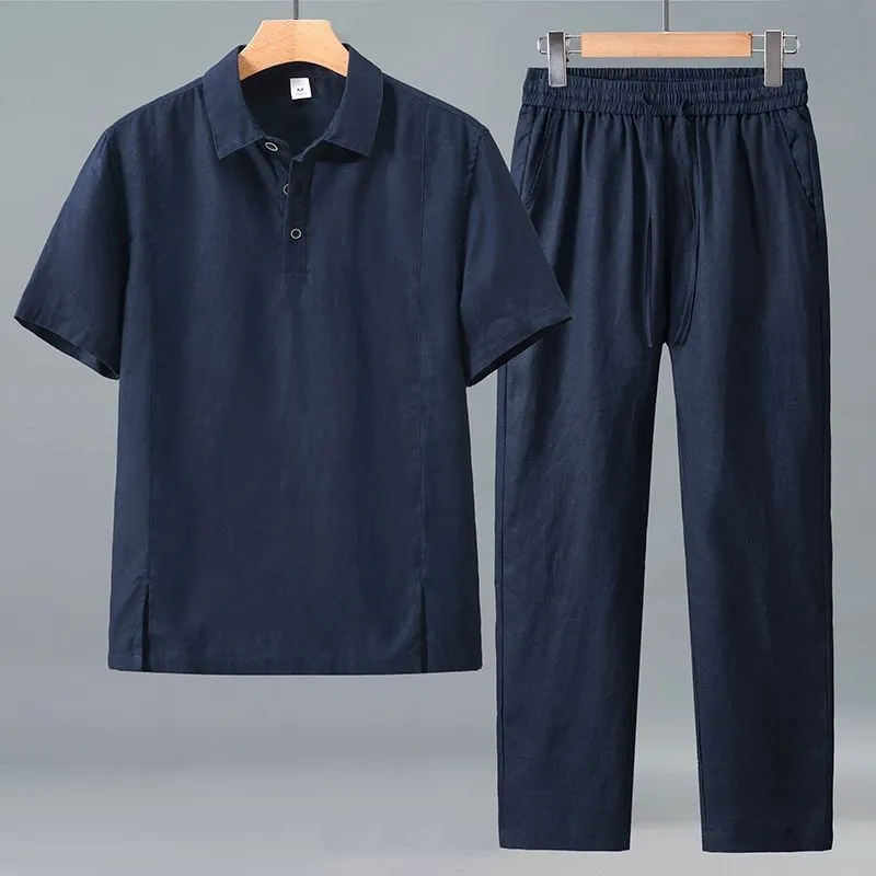 Men Plus Size Summer Linen Two - مراجعة Short Linen Drawstring وسعره