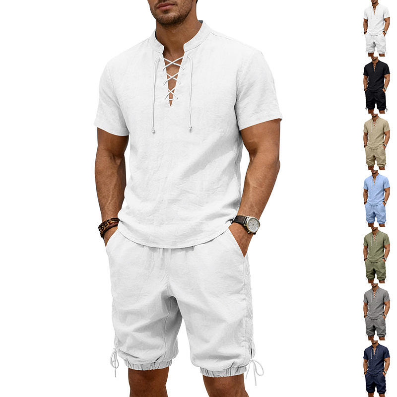 Summer Linen Loose Casual Men' - مراجعة Short Linen Drawstring وسعره