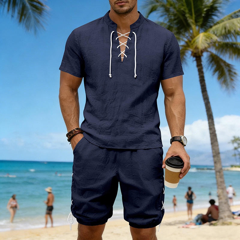 Summer Linen Loose Casual Men' - مراجعة Short Linen Drawstring وسعره