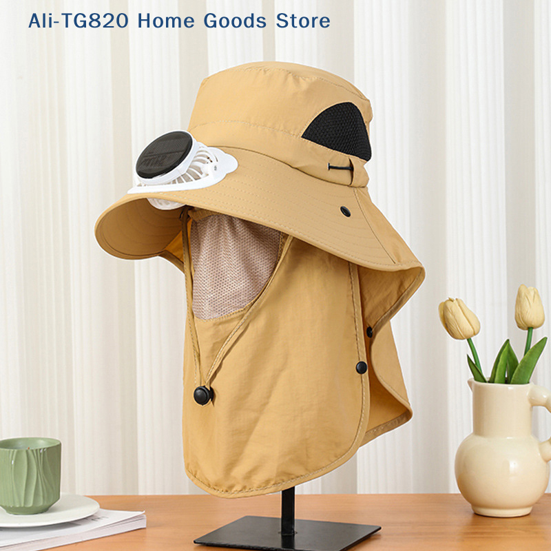 [TG820]Men Fan Hat With Solar  - مراجعة Bucket Hat Straw وسعره