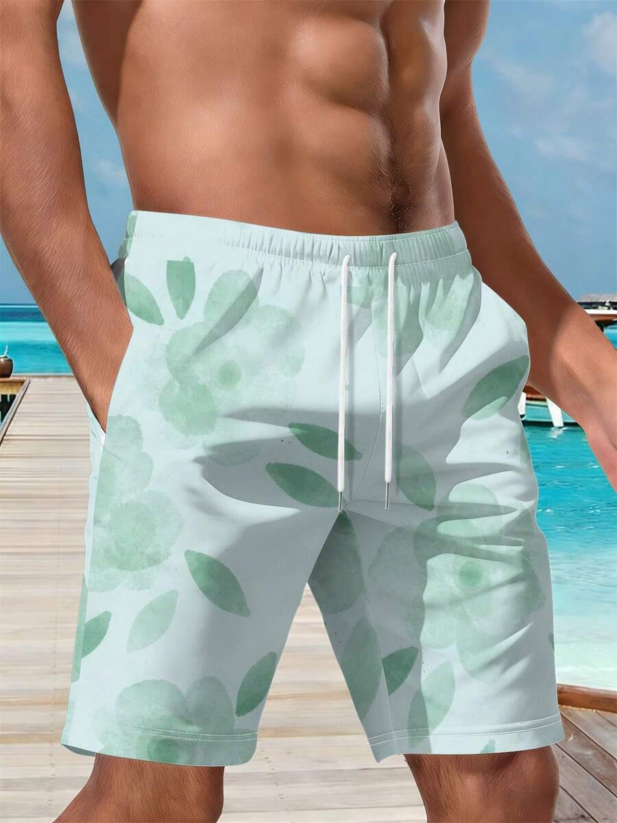 Mens Floral Print Beach Shorts - مراجعة Swim Trunk Quick Dry وسعره