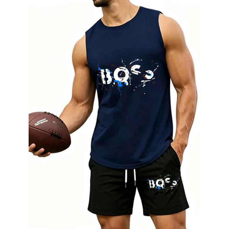 Men's  Graffiti Letter Print 2 - مراجعة Tank Top Muscle وسعره