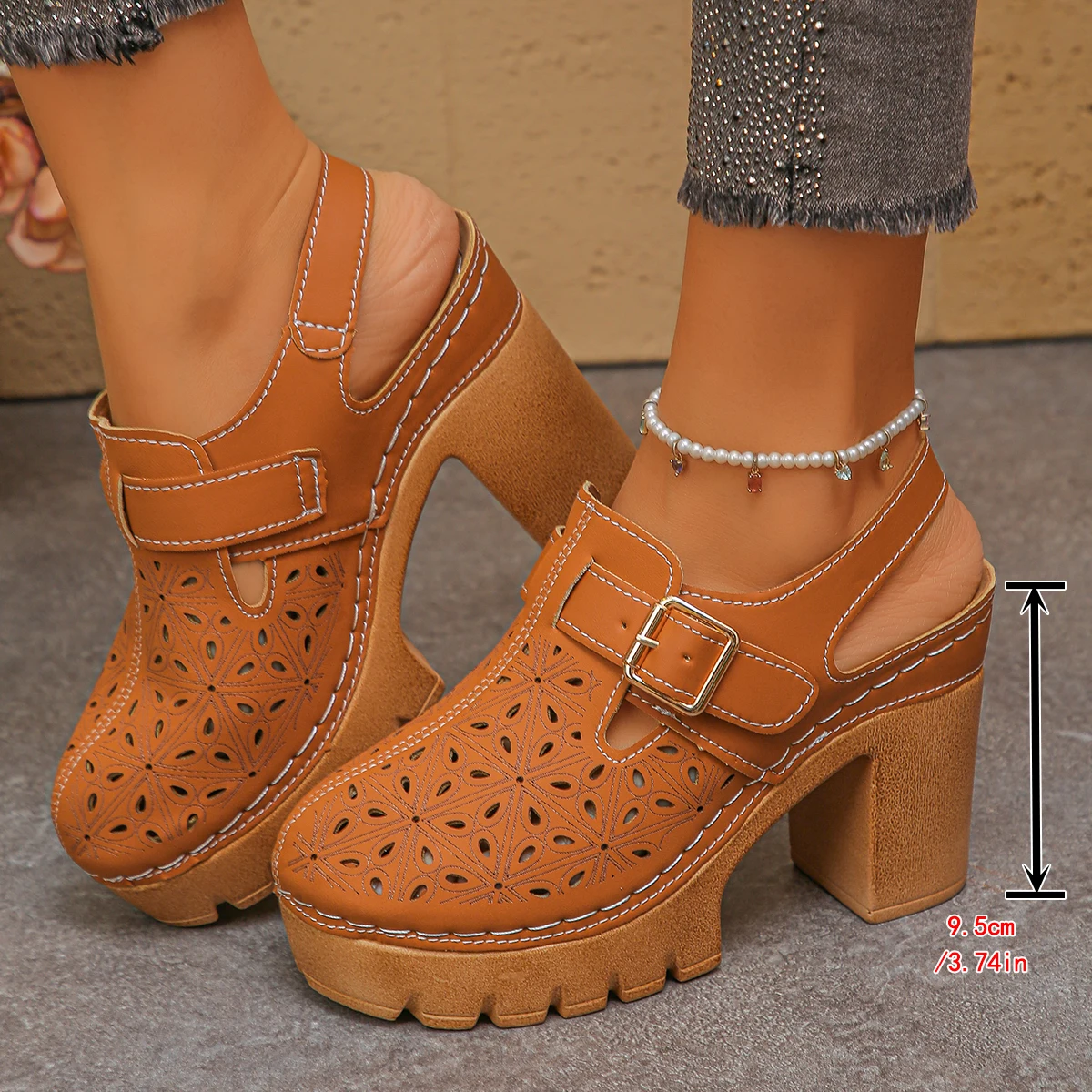 Large Size Women's Thick Heel  - مراجعة Casual Sandal Leather وسعره