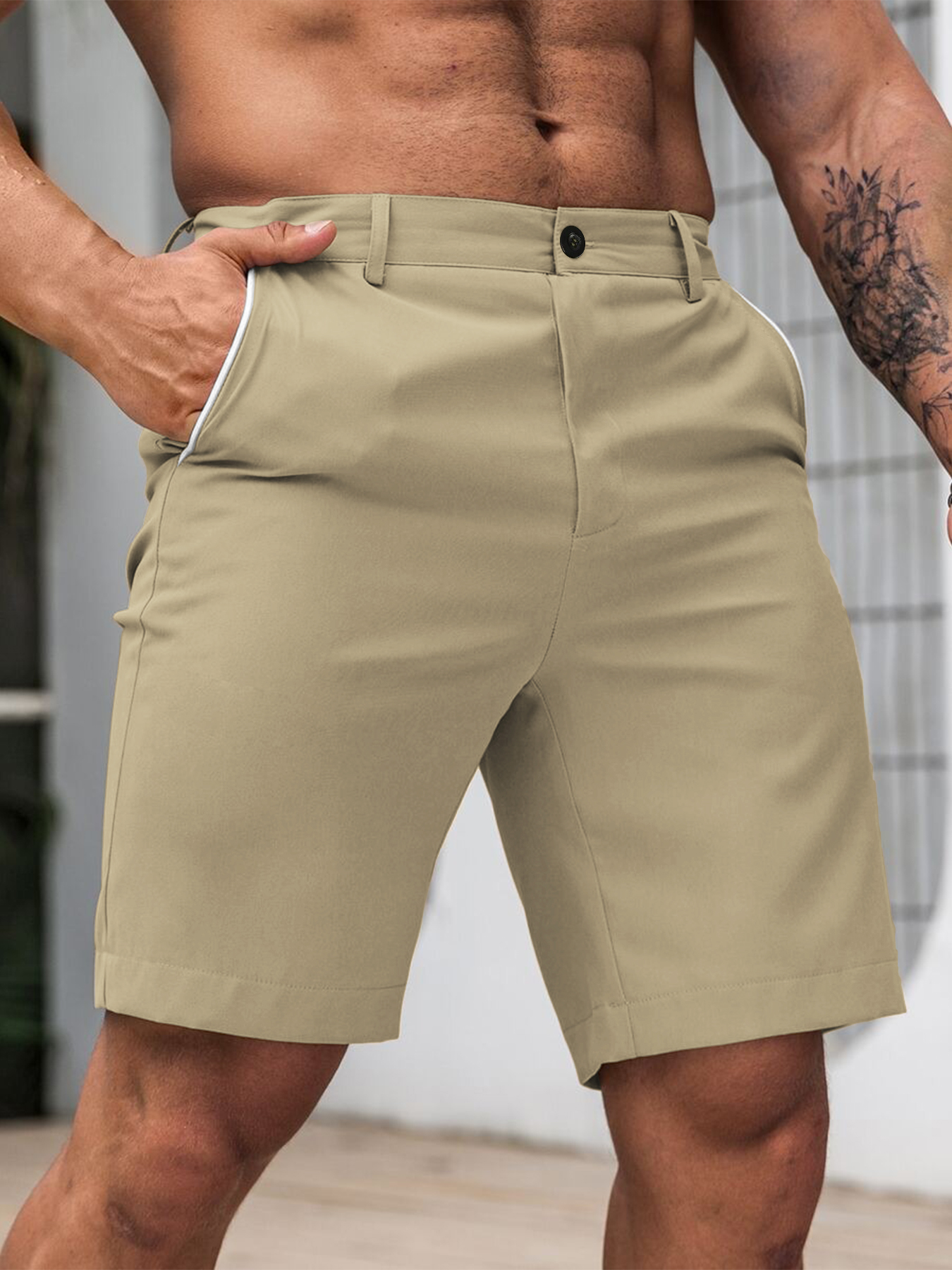 Men's Contrast Trim Chino Shor - مراجعة Shorts Chino Slim وسعره
