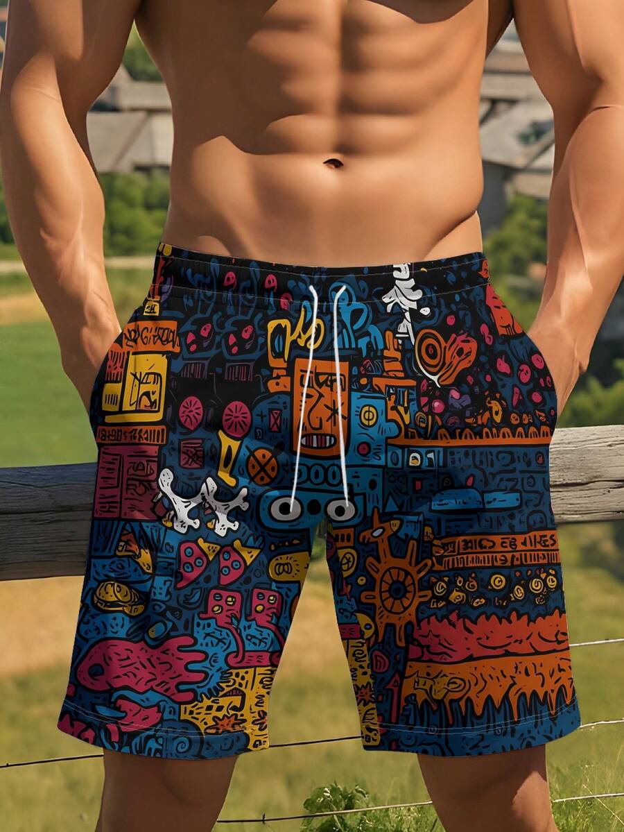 Mens Beach Shorts 3D Digital P - مراجعة Swim Trunk Quick Dry وسعره