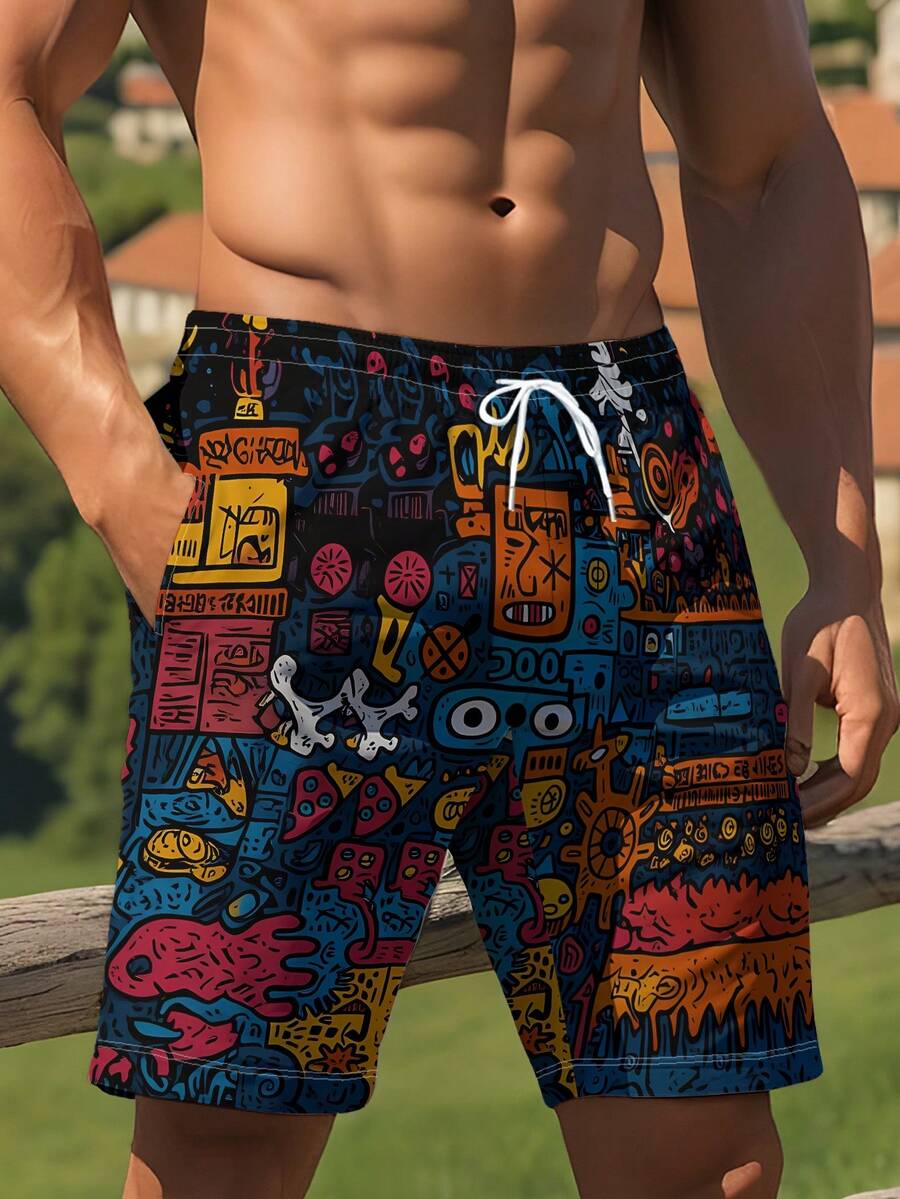 Mens Beach Shorts 3D Digital P - مراجعة Swim Trunk Quick Dry وسعره