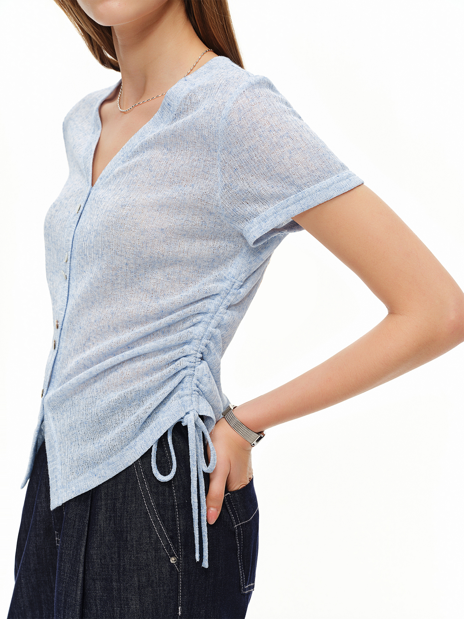 DUSHU Lightweight V-neck Linen - مراجعة Short Linen Drawstring وسعره