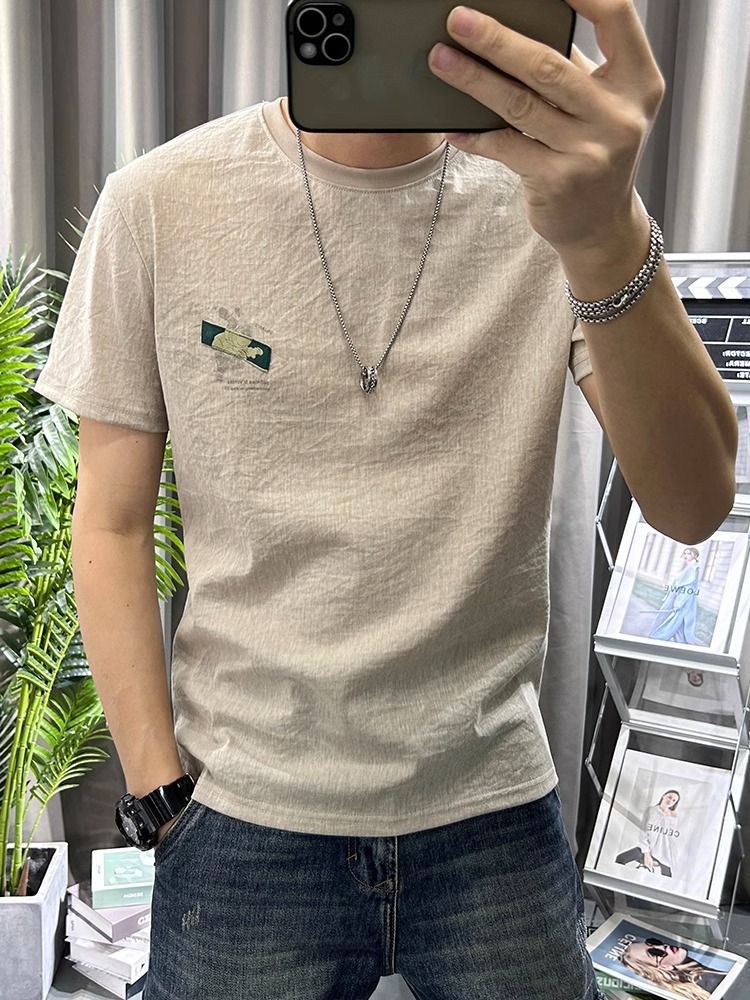 Male Tees Shirts White Linen T - مراجعة Short Linen Drawstring وسعره